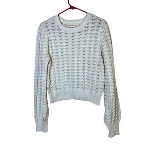 Marled White Crew Neck Sweater Size M
